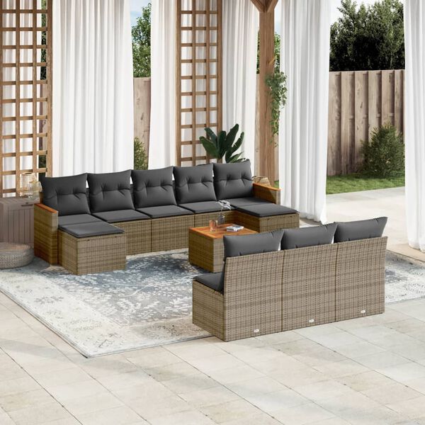vidaXL Garden Sofa Set Grey PE rattan Large Modular Garden Sofa Set