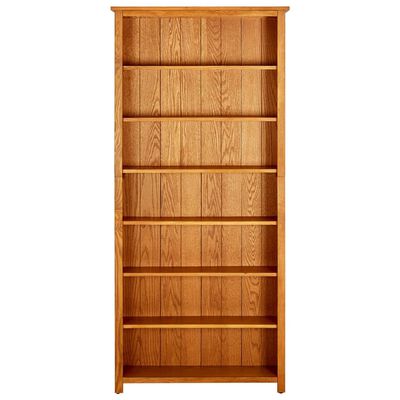 vidaXL 7-Tier Bookcase 35.4"x8.9"x78.7" Solid Oak Wood
