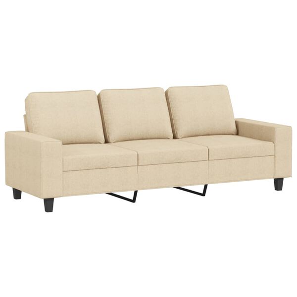 vidaXL 3-Seater Sofa with Footstool Cream 70.9" Fabric