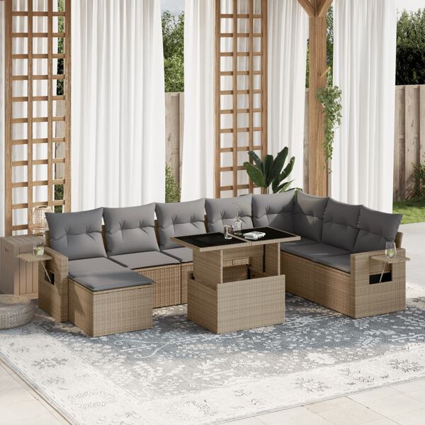 vidaXL Garden Sofa Set Beige, Light grey