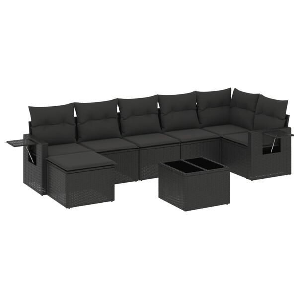 vidaXL Garden Sofa Set Black PE rattan, powder-coated steel, tempered glass
