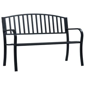 vidaXL Garden Bench Black Powder-coated Steel 47.2 in Long Durable