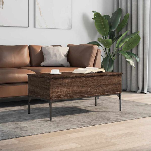 vidaXL Coffee Table Brown Oak Engineered Wood and Metal
