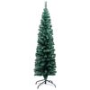 vidaXL Slim Artificial Pre-lit Christmas Tree with Ball Set Green 47.2"