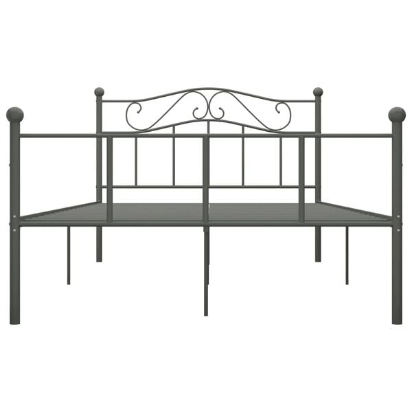 vidaXL Bed Frame Grey Metal 55.1 x 78.7 in Tough Bed Frame