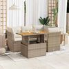 vidaXL Garden Sofa Set Beige PE rattan Medium Adjustable Armrests