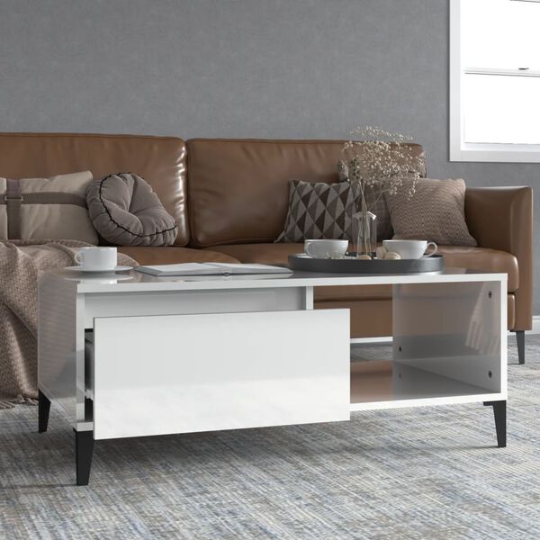 vidaXL Coffee Table High gloss white Engineered wood 35.4 x 19.7 x 14.4 in