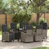 vidaXL Garden Dining Set with Cushion 7 pcs Grey Poly Rattan