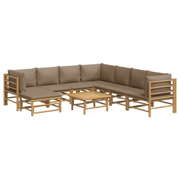 vidaXL Garden Lounge Set Taupe Bamboo, 100% polyester 9-piece set