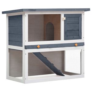 vidaXL Rabbit Hutch Grey and White
