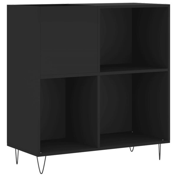 vidaXL Record Cabinet Black Engineered wood, Iron 33.3x15.0x35.0 in