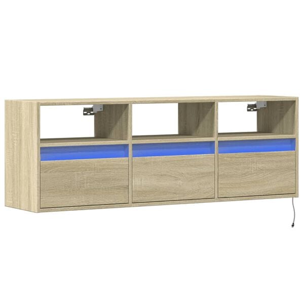 vidaXL TV Wall Cabinet Sonoma Oak Engineered Wood Medium TV Wall Cabinet