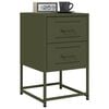 vidaXL Bedside Cabinet Set of 2 Olive Green Steel Medium