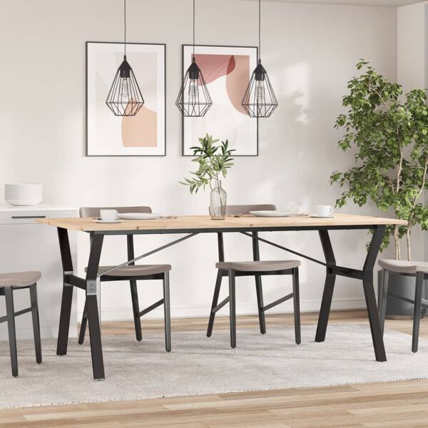 vidaXL Dining Table Natural wood and black