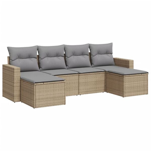 vidaXL Garden Sofa Set Beige PE Rattan Large Modular Garden Sofa Set