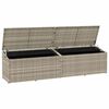 vidaXL Garden Storage Box Light Grey PE Rattan 86.6x19.7x22.8 in
