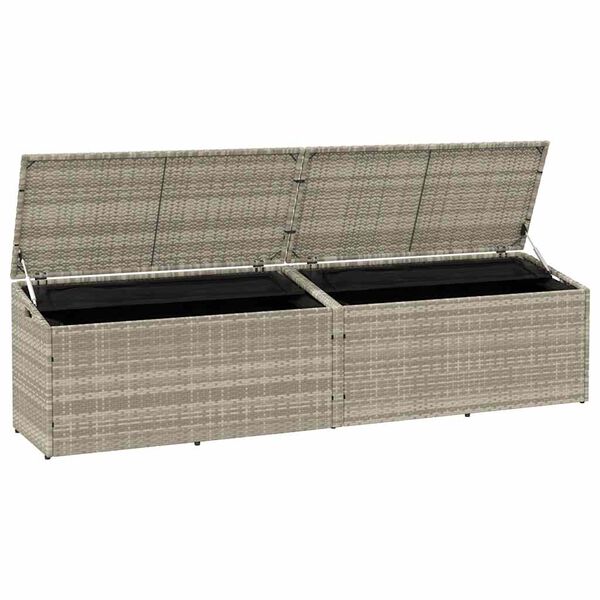vidaXL Garden Storage Box Light Grey PE Rattan 86.6x19.7x22.8 in