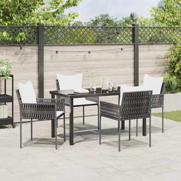 vidaXL Garden Dining Set 5 pcs Brown and Black PE Rattan