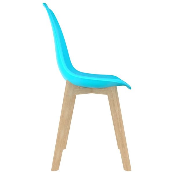 vidaXL Dining Chair Set of 2 Blue Polypropylene, Beechwood Medium