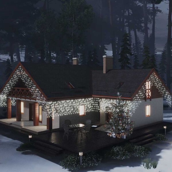 vidaXL Curtain Icicle Light Cool White Plastic, copper 32.8ft Length