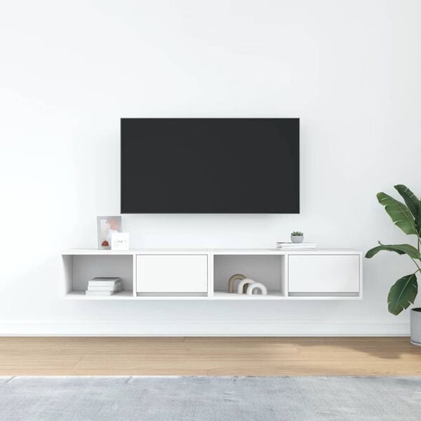 vidaXL TV Cabinet Set of 2 White Engineered wood 31.5 x 12.2 x 10.0 in