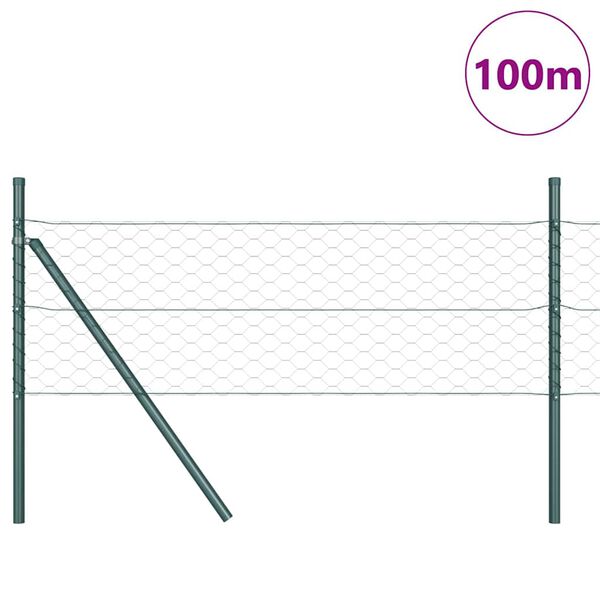 vidaXL Fence Post Green 328.08 x 1.31 ft (1.97 in mesh) Steel and PVC