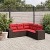 vidaXL 5 Piece Garden Sofa Set with Cushions Brown Poly Rattan