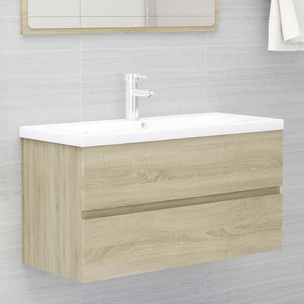 vidaXL Sink Cabinet Sonoma Oak Engineered Wood Sink Cabinet Rectangular