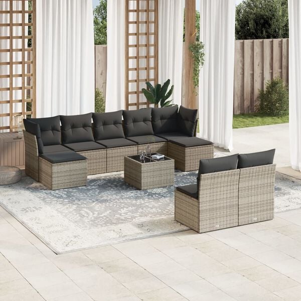 vidaXL Garden Sofa Set Grey PE Rattan Large Modular Garden Sofa Set