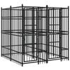 vidaXL Dog Kennel Black Powder-coated steel Large Durable Dog Kennel