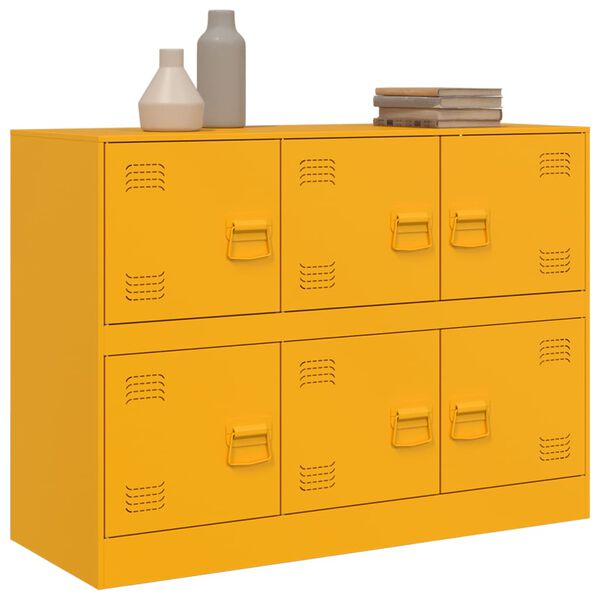 vidaXL Sideboard Mustard Yellow Cold-rolled steel Medium Sideboard