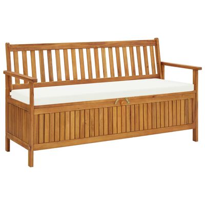 vidaXL Storage Bench with Cushion 58.2" Solid Acacia Wood