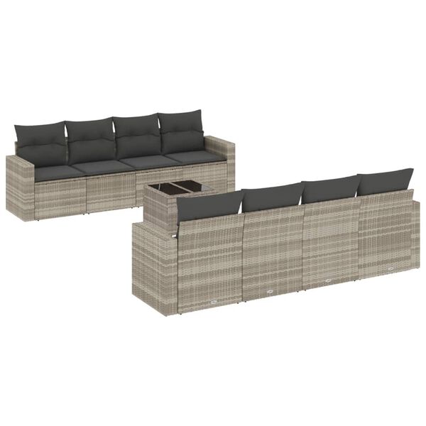 vidaXL Garden Sofa Set Set of 9 Light grey