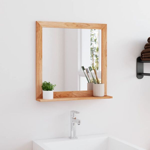 vidaXL Wall Mirror Walnut Solid walnut wood, glass 21.7 x 21.7 in