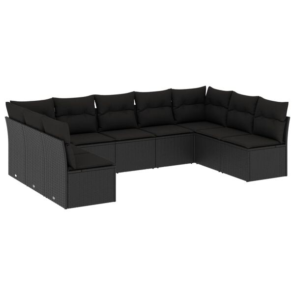 vidaXL Garden Sofa Set Black