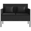 vidaXL Garden Bench Black PE rattan Garden Bench Rectangular Modern