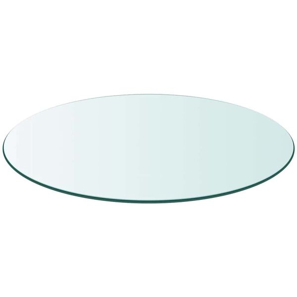 vidaXL Table Top Clear Tempered Glass 19.7 in diameter Scratch-resistant