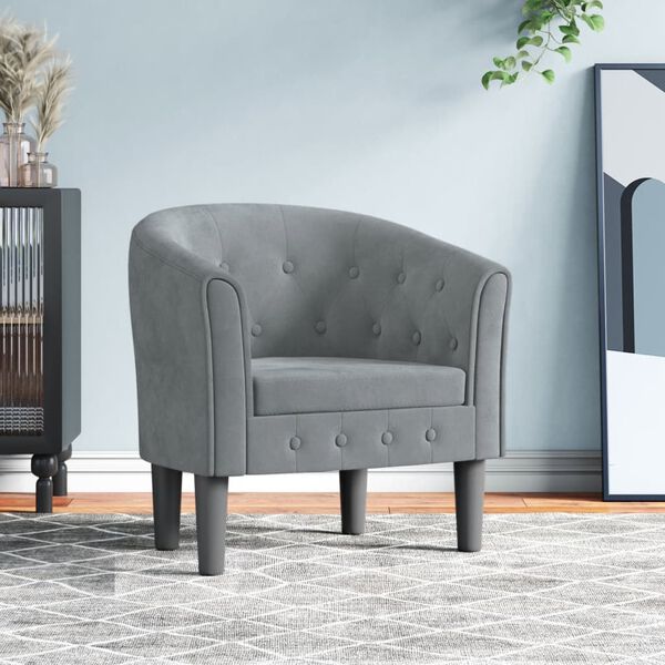 vidaXL Tub Chair Dark grey Velvet (100% polyester), pinewood, plywood