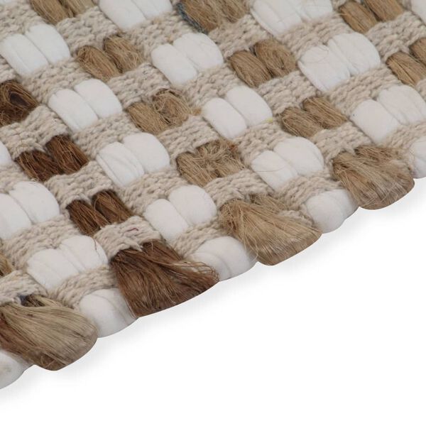 vidaXL Bath Mat Set Natural and White 45% Polyester, 45% Jute, 10% Cotton