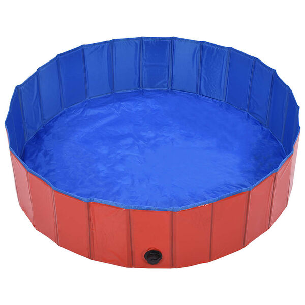 vidaXL Dog Swimming Pool Red PVC 47.2 x 11.8 in Collapsible