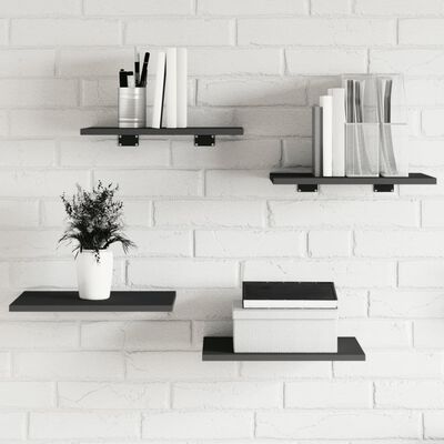 vidaXL Bookshelf Boards 4 pcs Gray 15.7"x11.8"x0.6" Engineered Wood