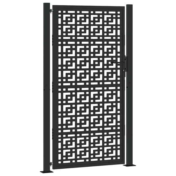 vidaXL Garden Gate Black 41.3x70.9" Steel Cross Design