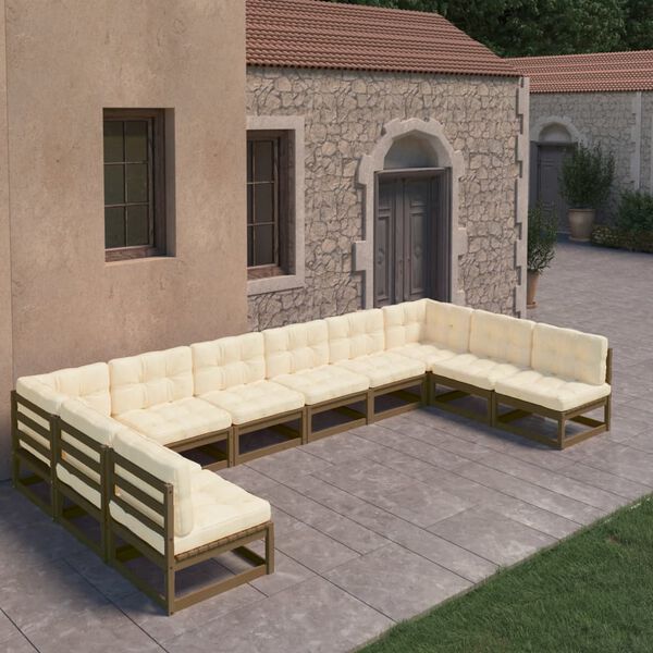 vidaXL Garden Lounge Set Honey brown Solid Pine, 100% Polyester Medium