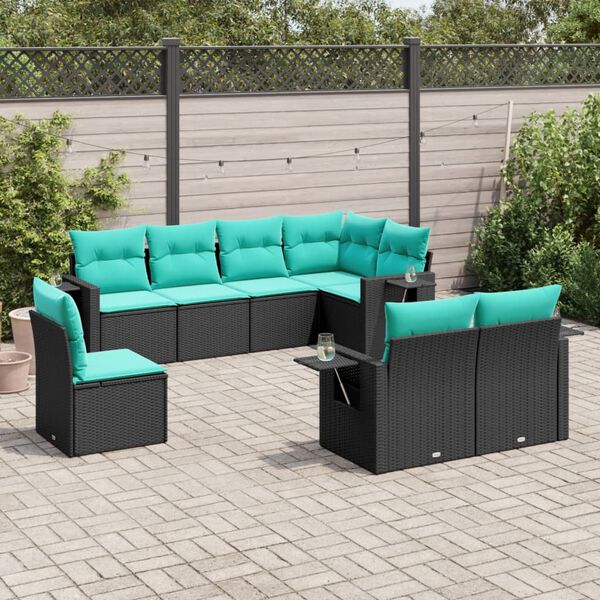 vidaXL Patio Sofa Set Black