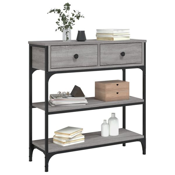 vidaXL Console Table Gray Sonoma Engineered wood Compact Adjustable Feet