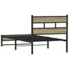 vidaXL Bed Frame Sonoma oak Steel, engineered wood Twin Bed Frame