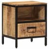 vidaXL Bedside Cabinet Natural wood and black Solid mango wood, iron