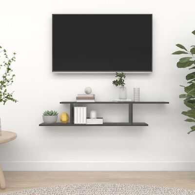 vidaXL Wall-Mounted TV Shelf Gray 49.2"x7.1"x9.1" Engineered Wood
