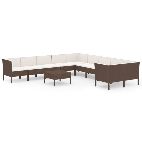 vidaXL Garden Lounge Set Brown PE Rattan Large Modular