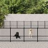 vidaXL Dog Kennel Black Powder-Coated Steel Large
